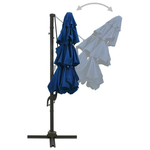 vidaXL 4-Tier Parasol with Aluminium Pole Azure Blue 3x3 m