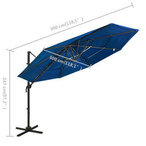 vidaXL 4-Tier Parasol with Aluminium Pole Azure Blue 3x3 m