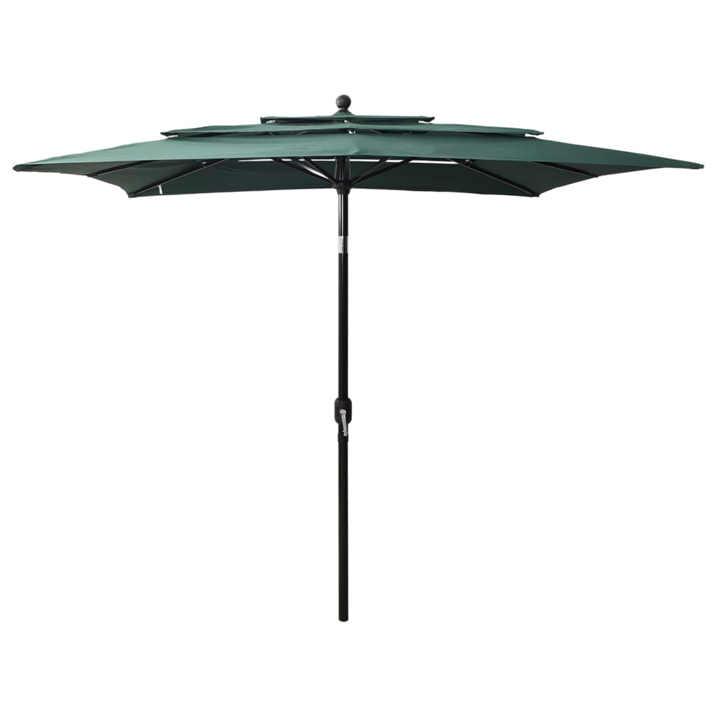 vidaXL 3-Tier Parasol with Aluminium Pole Green 2.5x2.5 m