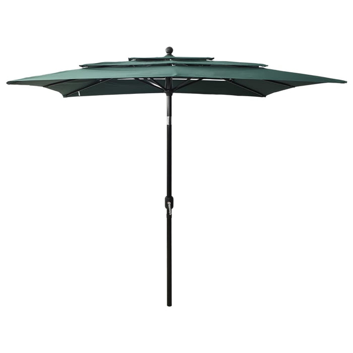 vidaXL 3-Tier Parasol with Aluminium Pole Green 2.5x2.5 m