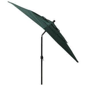 vidaXL 3-Tier Parasol with Aluminium Pole Green 2.5x2.5 m