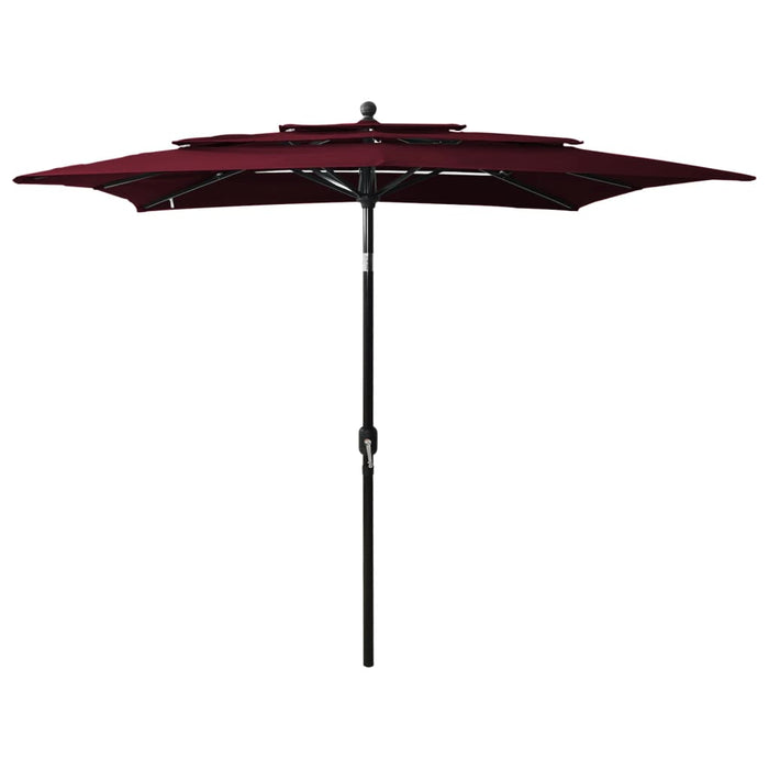 vidaXL 3-Tier Garden Parasol with Aluminium Pole Bordeaux Red 2.5x2.5 m