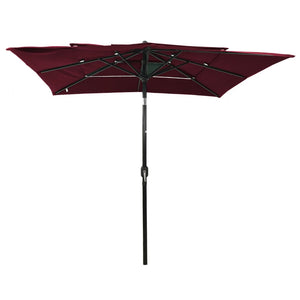 vidaXL 3-Tier Garden Parasol with Aluminium Pole Bordeaux Red 2.5x2.5 m