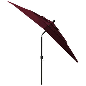 vidaXL 3-Tier Garden Parasol with Aluminium Pole Bordeaux Red 2.5x2.5 m