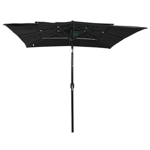 vidaXL 3-Tier Parasol with Aluminium Pole Black 2.5x2.5 m