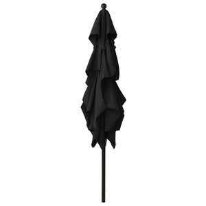 vidaXL 3-Tier Parasol with Aluminium Pole Black 2.5x2.5 m