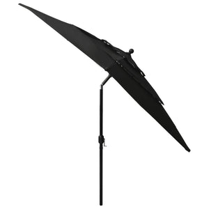 vidaXL 3-Tier Parasol with Aluminium Pole Black 2.5x2.5 m