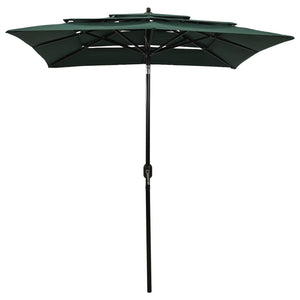 vidaXL 3-Tier Parasol with Aluminium Pole Green 2x2 m