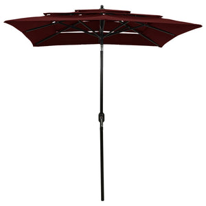 vidaXL 3-Tier Parasol with Aluminium Pole Bordeaux Red 2x2 m