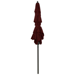 vidaXL 3-Tier Parasol with Aluminium Pole Bordeaux Red 2x2 m