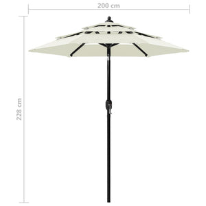 vidaXL 3-Tier Parasol with Aluminium Pole Sand 2 m