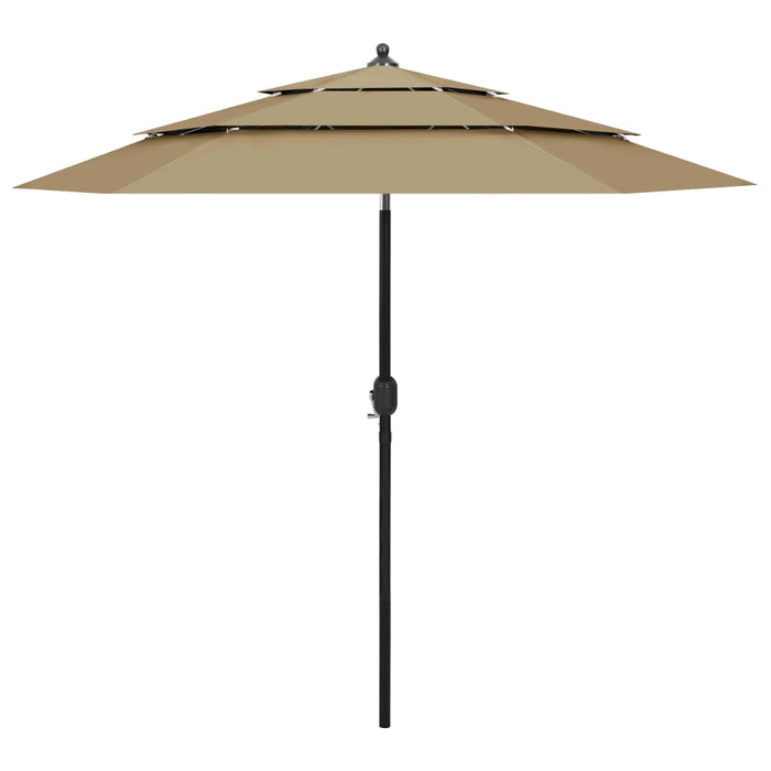 vidaXL 3-Tier Parasol with Aluminium Pole Taupe 2.5 m