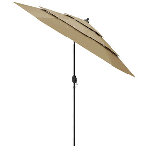 vidaXL 3-Tier Parasol with Aluminium Pole Taupe 2.5 m