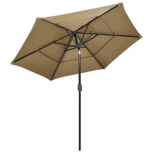 vidaXL 3-Tier Parasol with Aluminium Pole Taupe 2.5 m