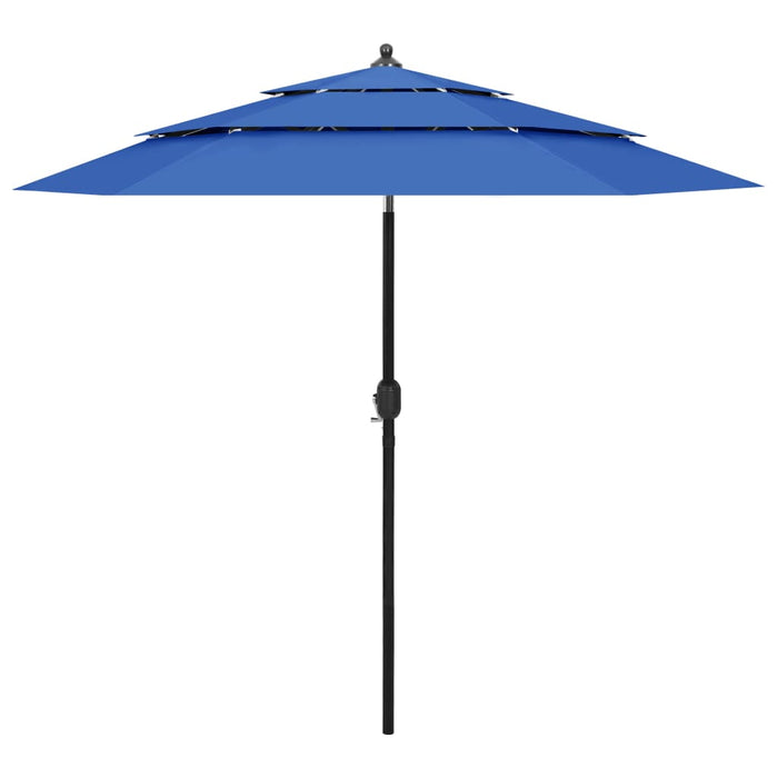 vidaXL 3-Tier Garden Parasol with Aluminium Pole Azure Blue 2.5 m