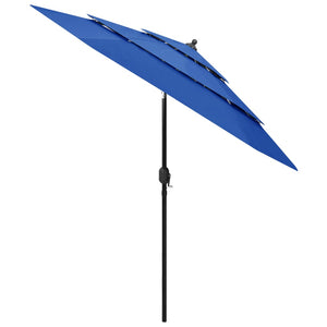 vidaXL 3-Tier Garden Parasol with Aluminium Pole Azure Blue 2.5 m