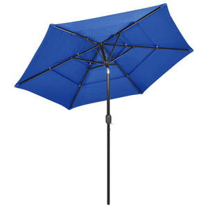 vidaXL 3-Tier Garden Parasol with Aluminium Pole Azure Blue 2.5 m