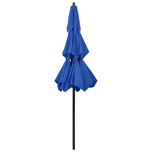 vidaXL 3-Tier Garden Parasol with Aluminium Pole Azure Blue 2.5 m