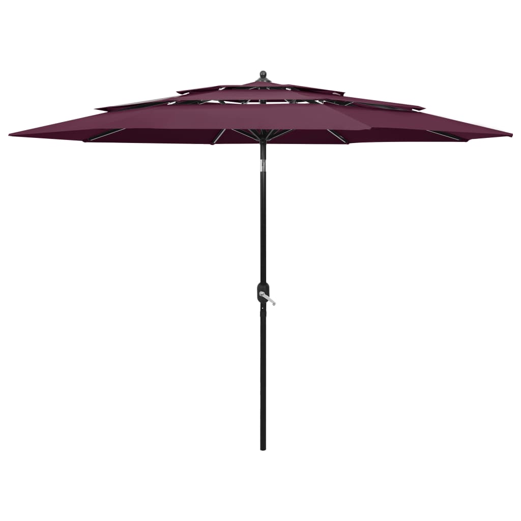 vidaXL 3-Tier Garden Parasol with Aluminium Pole Bordeaux Red 3 m