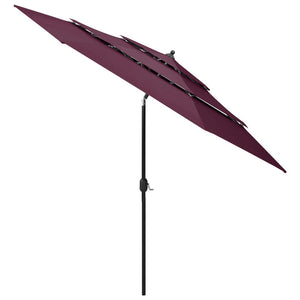 vidaXL 3-Tier Garden Parasol with Aluminium Pole Bordeaux Red 3 m