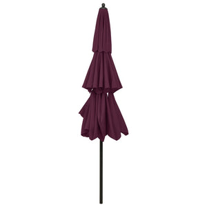 vidaXL 3-Tier Garden Parasol with Aluminium Pole Bordeaux Red 3 m