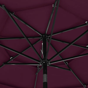 vidaXL 3-Tier Garden Parasol with Aluminium Pole Bordeaux Red 3 m