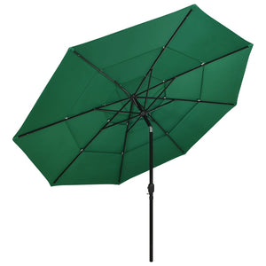 vidaXL 3-Tier Garden Parasol with Aluminium Pole Green 3.5 m