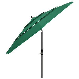 vidaXL 3-Tier Garden Parasol with Aluminium Pole Green 3.5 m