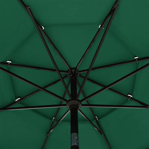 vidaXL 3-Tier Garden Parasol with Aluminium Pole Green 3.5 m