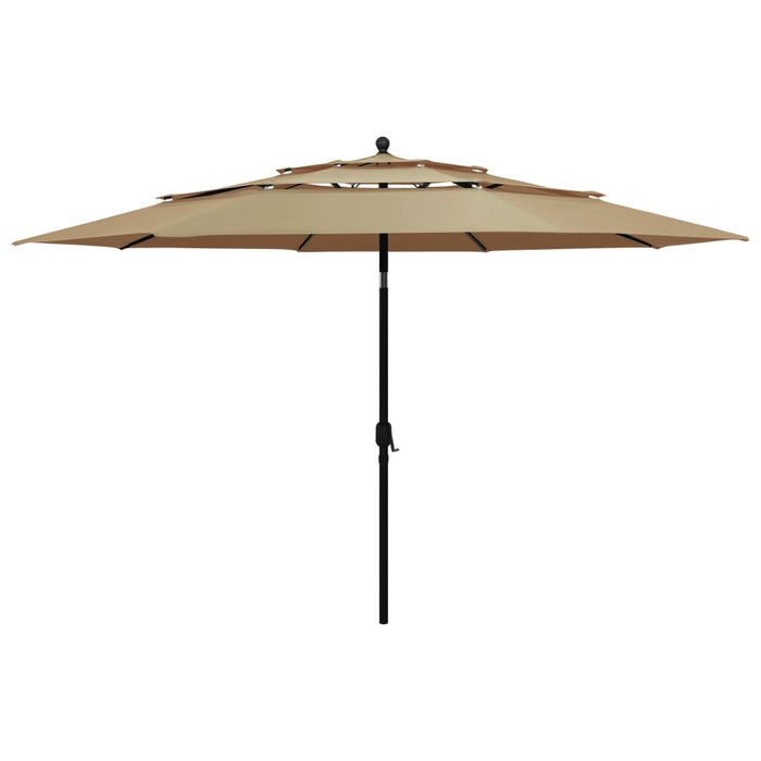 vidaXL 3-Tier Garden Parasol with Aluminium Pole Taupe 3.5 m