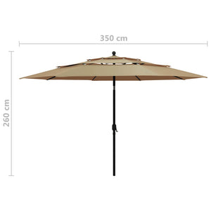 vidaXL 3-Tier Garden Parasol with Aluminium Pole Taupe 3.5 m