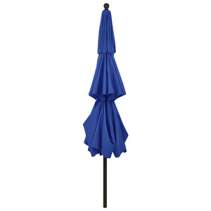 vidaXL 3-Tier Garden Parasol with Aluminium Pole Azure Blue 3.5 m