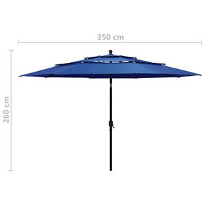 vidaXL 3-Tier Garden Parasol with Aluminium Pole Azure Blue 3.5 m