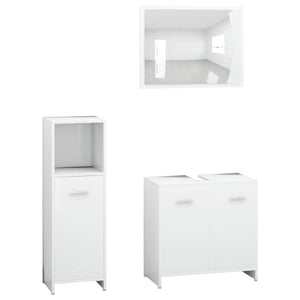 vidaXL 3 Piece Bathroom Furniture Set White Engineered Wood