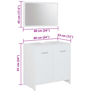 vidaXL 3 Piece Bathroom Furniture Set White Engineered Wood