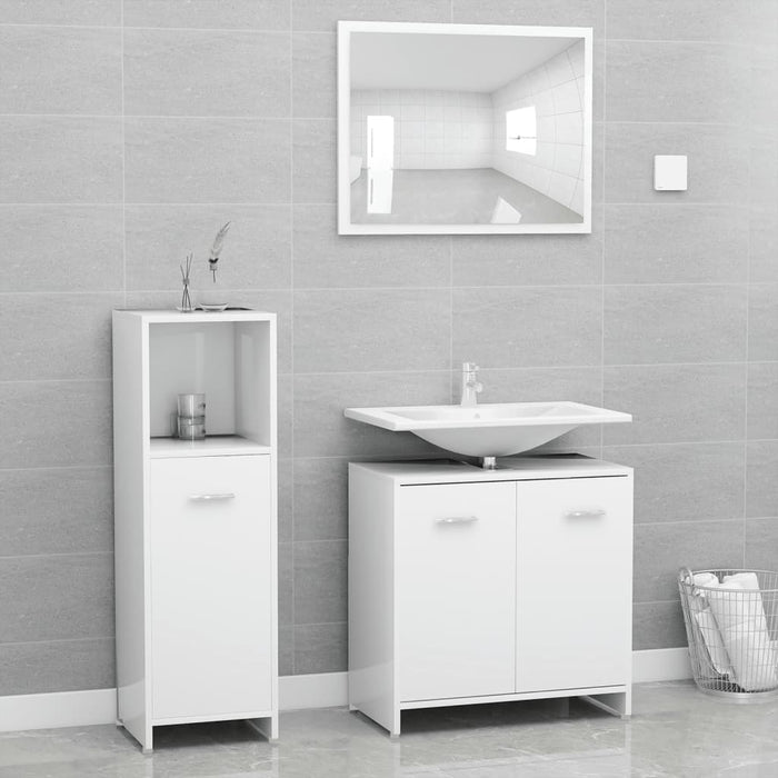 vidaXL 3 Piece Bathroom Furniture Set White Engineered Wood