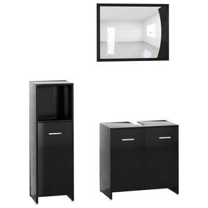 vidaXL 3 Piece Bathroom Furniture Set Black Engineered Wood