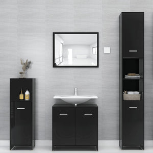 vidaXL 3 Piece Bathroom Furniture Set Black Engineered Wood