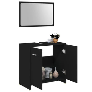 vidaXL 3 Piece Bathroom Furniture Set Black Engineered Wood