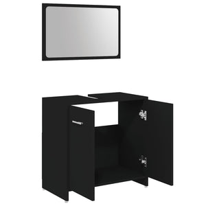 vidaXL 3 Piece Bathroom Furniture Set Black Engineered Wood