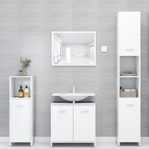 vidaXL 3 Piece Bathroom Furniture Set High Gloss White Engineered Wood