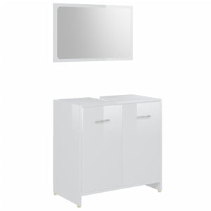 vidaXL 3 Piece Bathroom Furniture Set High Gloss White Engineered Wood