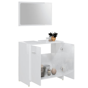 vidaXL 3 Piece Bathroom Furniture Set High Gloss White Engineered Wood