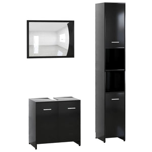 vidaXL 3 Piece Bathroom Furniture Set Black Engineered Wood