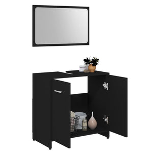 vidaXL 3 Piece Bathroom Furniture Set Black Engineered Wood