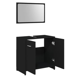 vidaXL 3 Piece Bathroom Furniture Set Black Engineered Wood