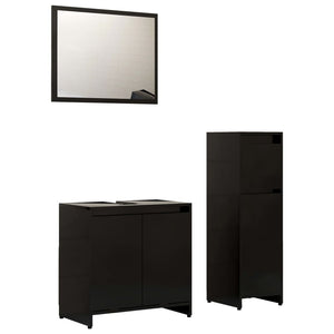 vidaXL 3 Piece Bathroom Furniture Set Black Engineered Wood