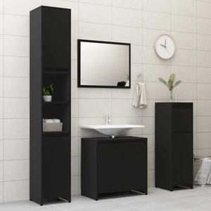 vidaXL 3 Piece Bathroom Furniture Set Black Engineered Wood