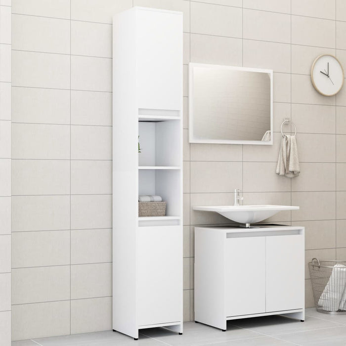 vidaXL 3 Piece Bathroom Furniture Set White Engineered Wood