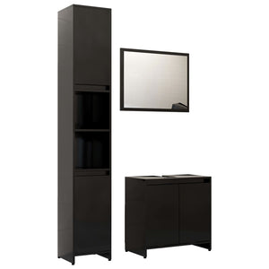 vidaXL 3 Piece Bathroom Furniture Set Black Engineered Wood